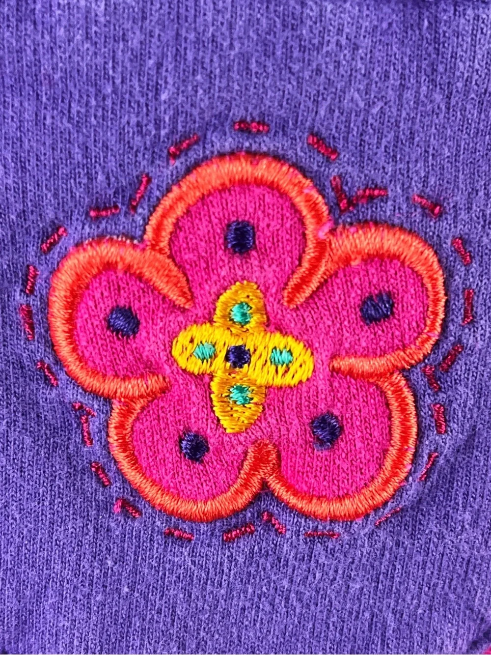 Gymboree 90s Flower Embroidered Rainbow Tag Knit Jumper Vintage Dress M